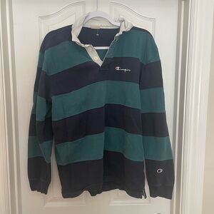 Champion Teal and Navy Striped Shirt